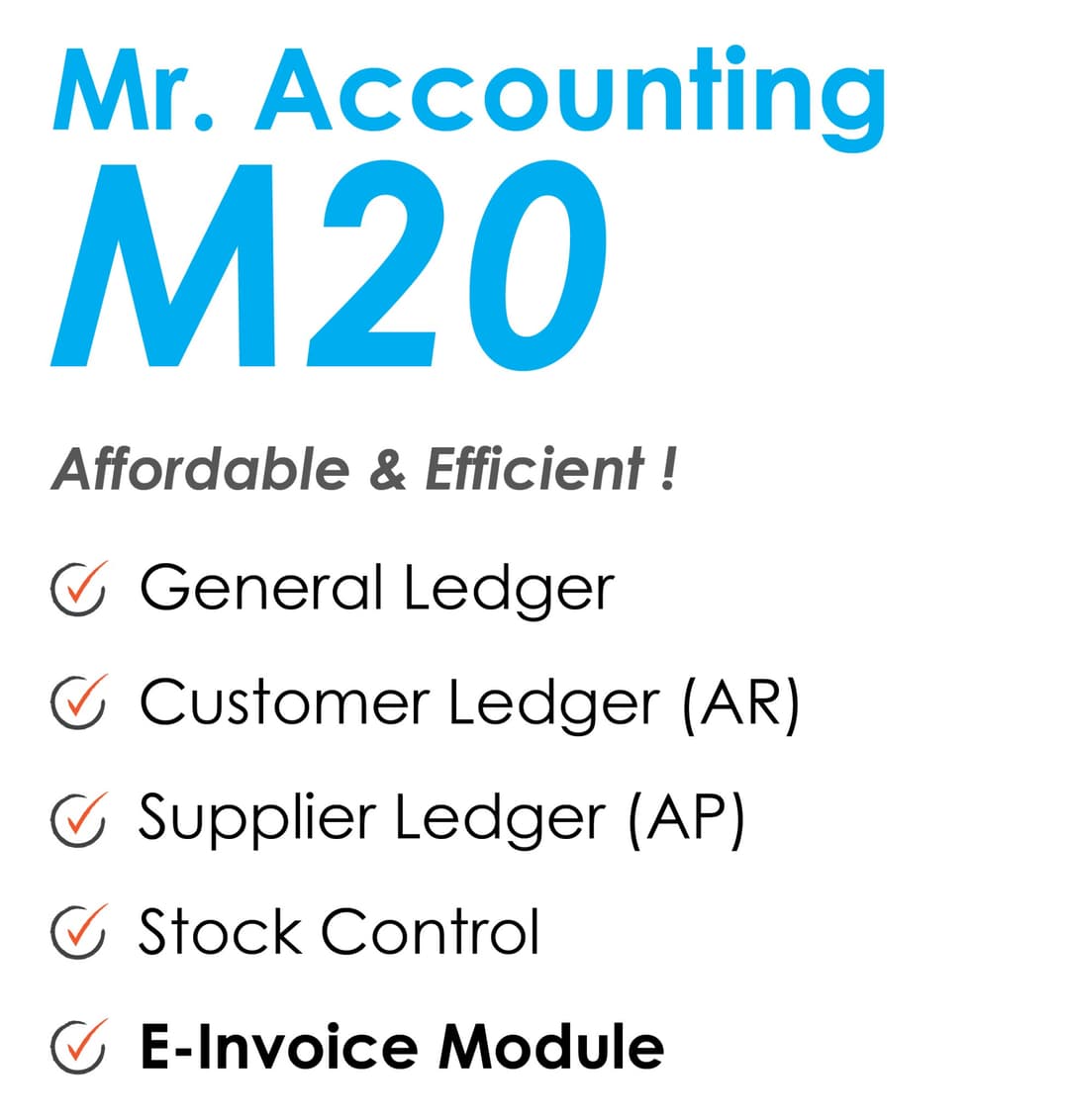 Mr. Accounting M20 - Affordable & Efficient: General Ledger, Customer Ledger (AR), Supplier Ledger (AP), Stock Control, E-Invoice Module