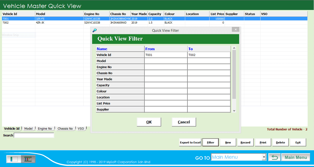 Vehicle Search And Filter
